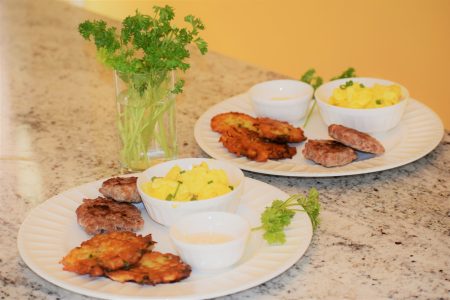 Breakfast Main Course German Potato Pancakes Local Sausage